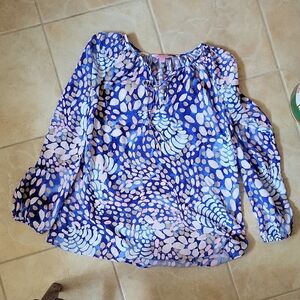 Lilly Pulitzer Willa Top In Blue Sparkling Groto Size Small